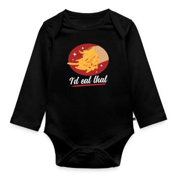 French fries fast food fries fast food gift - Organic Longsleeve Baby Bodysuit - black - Front