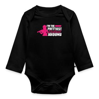 Violin Violin Girl - Organic Longsleeve Baby Bodysuit - black - Front