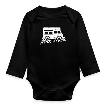 Cow Milk Milk Wagon - Organic Longsleeve Baby Bodysuit - black - Front