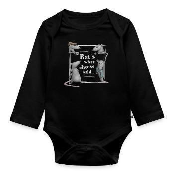 Rats ce que le fromage a dit! Drôle de blague de père rat - Body Bébé bio manches longues - noir - Devant