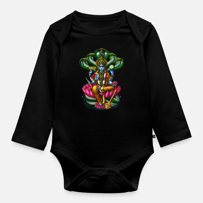 Dieu hindou Vishnu - Body Bébé bio manches longues - noir