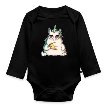 Einhorn Pizza - Baby Bio-Langarm-Body - Schwarz - Vorne