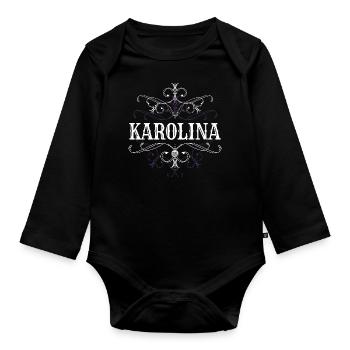 Karolina Nom Prénom Personnalisé - Body Bébé bio manches longues - noir - Devant