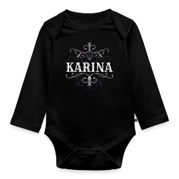 Karina Nom Prénom personnalisé - Body Bébé bio manches longues - noir - Devant