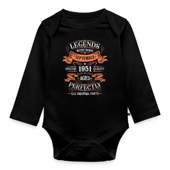 September 1951 Years of Excellence Gift - Organic Longsleeve Baby Bodysuit - black - Front