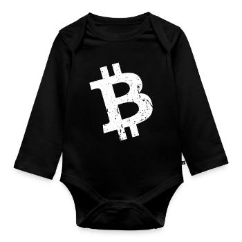 Bitcoin Vintage BTC Symbol - Organic Longsleeve Baby Bodysuit - black - Front