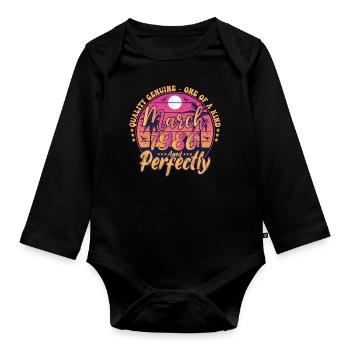 March 1986 Birthday 1986 Retro 1986 March - Organic Longsleeve Baby Bodysuit - black - Front