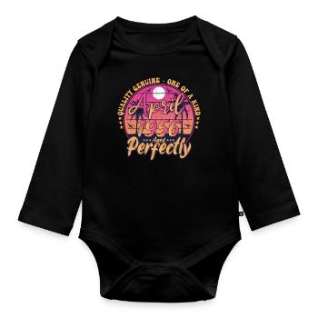April 1956 anniversary 1956 Retro 1956 April - Organic Longsleeve Baby Bodysuit - black - Front