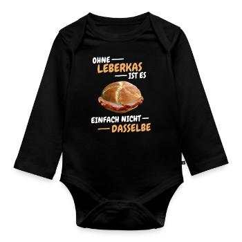 Leberkäs Bayern Leberkas Semmel Fleischkäse - Baby Bio-Langarm-Body - Schwarz - Vorne