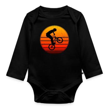 bmx Radfahren Damen Bike Herren bmx jungen - Baby Bio-Langarm-Body - Schwarz - Vorne