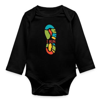 Cross Country Running I Run Long Track Athletic - Organic Longsleeve Baby Bodysuit - black - Front
