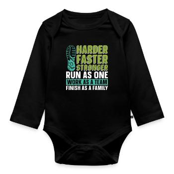 Cross Country Running Harder Faster Stronger Race - Organic Longsleeve Baby Bodysuit - black - Front