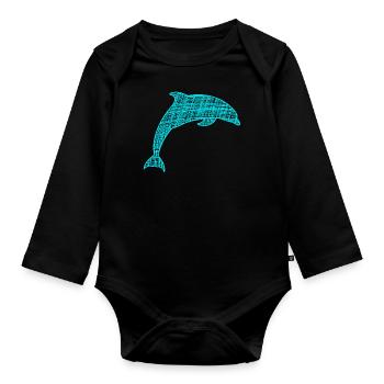 Delfin Dolphin - Baby Bio-Langarm-Body - Schwarz - Vorne
