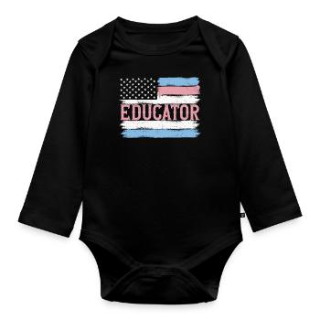 US Pride Teacher Kindergarten Gift Idea - Baby Bio-Langarm-Body - Schwarz - Vorne