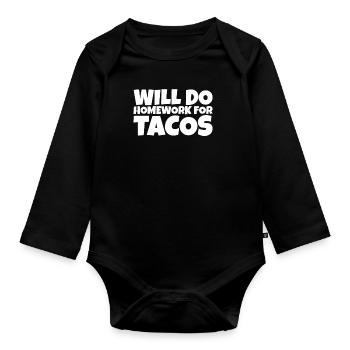 Funny School Pupil Taco Lover Gift - Baby Bio-Langarm-Body - Schwarz - Vorne
