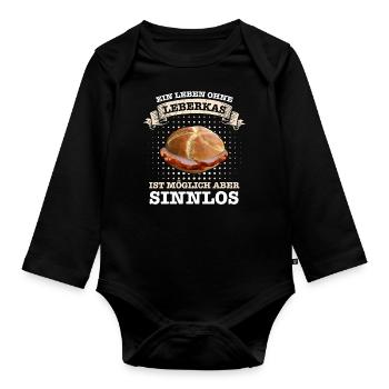Leberkäs Bayern Leberkas Semmel Fleischkäse - Baby Bio-Langarm-Body - Schwarz - Vorne