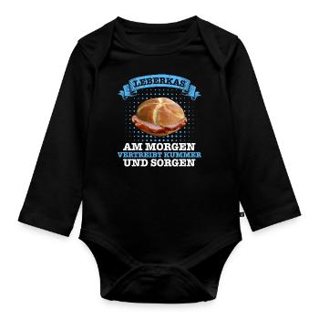 Leberkäs Bayern Leberkas Semmel Fleischkäse - Baby Bio-Langarm-Body - Schwarz - Vorne