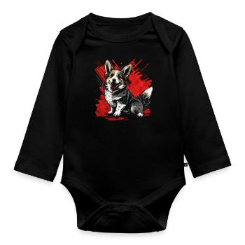 Welsh Corgi - Baby Bio-Langarm-Body - Schwarz - Vorne