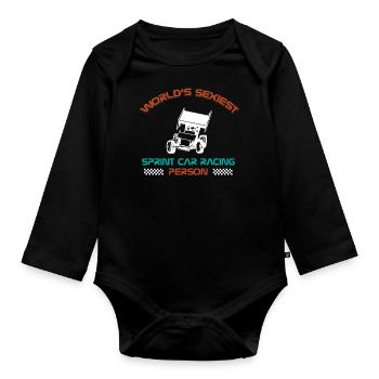 Sprint car races, sprint cars, dirt track races - Organic Longsleeve Baby Bodysuit - black - Front