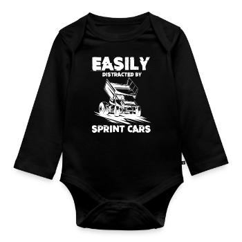 Sprint car races, sprint cars, dirt track races - Organic Longsleeve Baby Bodysuit - black - Front