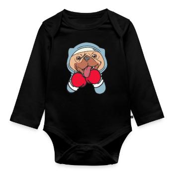 Hundeboxer Kampfsportler Sparring Combat Sports - Baby Bio-Langarm-Body - Schwarz - Vorne