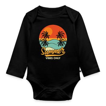 summer vibes only - Organic Longsleeve Baby Bodysuit - black - Front