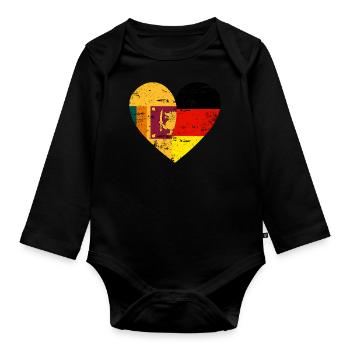 Sri Lanka Deutschland Flaggenherz - Baby Bio-Langarm-Body - Schwarz - Vorne