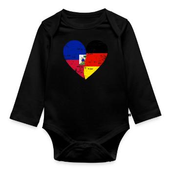 Haïti Allemagne Flag Coeur - Body Bébé bio manches longues - noir - Devant