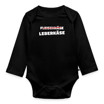 Leberkäs Bayern Leberkas Semmel Fleischkäse - Baby Bio-Langarm-Body - Schwarz - Vorne
