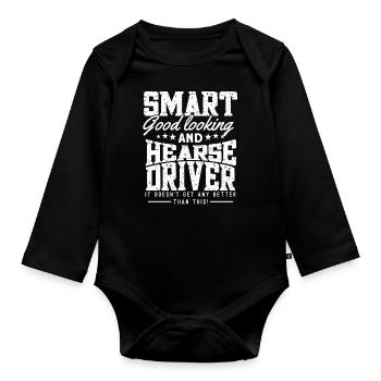 Intelligent handsome and hearse driver - Organic Longsleeve Baby Bodysuit - black - Front