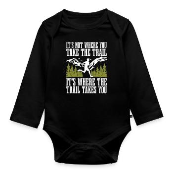 Le trail running ce n’est pas là que tu emmènes Marathonien - Body Bébé bio manches longues - noir - Devant