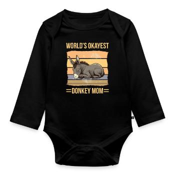 World Okayest Donkey Mom - Body Bébé bio manches longues - noir - Devant