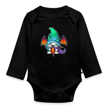 Le Dragon de Gnome Gnome - Body Bébé bio manches longues - noir - Devant