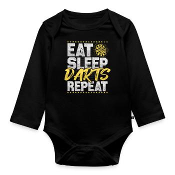 Dart Eat Sleep Repeat Dart Spieler Dartboard Dart - Baby Bio-Langarm-Body - Schwarz - Vorne