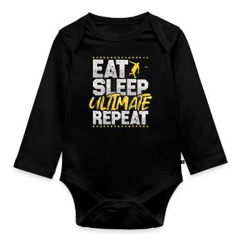 Ultimate Eat Sleep Repeat Frisbee Hobby Ultimate - Organic Longsleeve Baby Bodysuit - black - Front