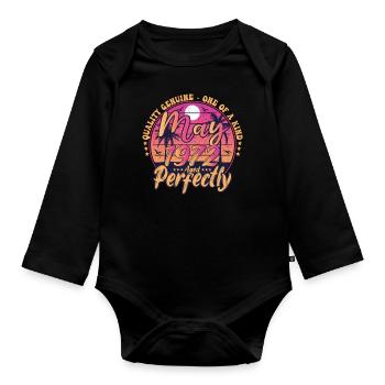 May 1972 anniversary 1972 Retro 1972 May - Organic Longsleeve Baby Bodysuit - black - Front