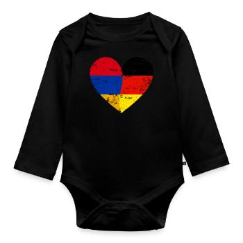 Armenien Deutschland Flaggenherz - Baby Bio-Langarm-Body - Schwarz - Vorne