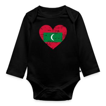 Cœur du drapeau des Maldives - Body Bébé bio manches longues - noir - Devant