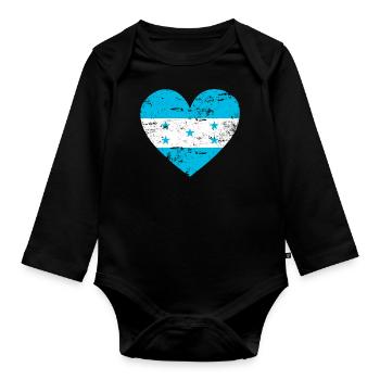 Cœur de drapeau du Honduras - Body Bébé bio manches longues - noir - Devant