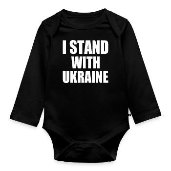 I stand with ukraine - Body Bébé bio manches longues - noir - Devant