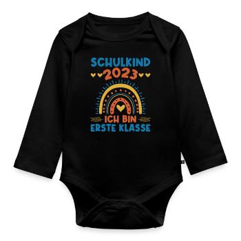 Kita Abgänger - Schulkind 2023 - Einschulung 2023 - Baby Bio-Langarm-Body - Schwarz - Vorne