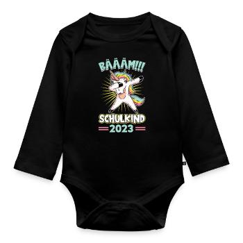 Kita Abgänger - Schulkind 2023 - Einschulung 2023 - Baby Bio-Langarm-Body - Schwarz - Vorne