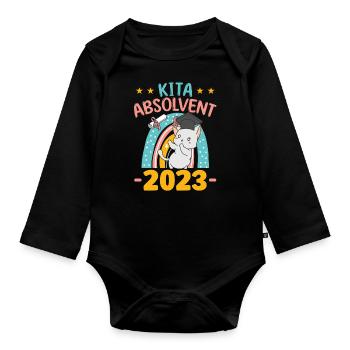 Kita Abgänger - Schulkind 2023 - Einschulung 2023 - Baby Bio-Langarm-Body - Schwarz - Vorne