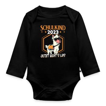 Kita Abgänger - Schulkind 2023 - Einschulung 2023 - Baby Bio-Langarm-Body - Schwarz - Vorne