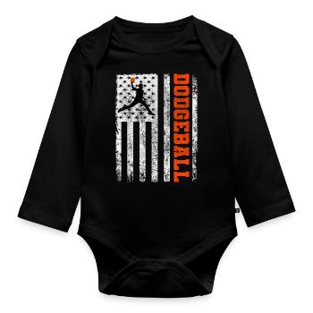 Amerikanische Flagge Völkerball Spieler Trainer Mannschaftssportarten - Baby Bio-Langarm-Body - Schwarz - Vorne