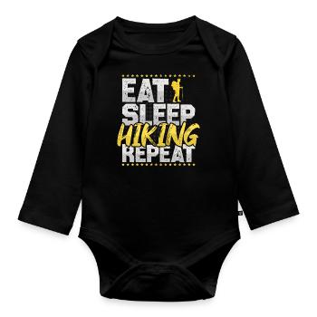 Hiking Eat Sleep Repeat Mountaineering Hobby Hiking - Organic Longsleeve Baby Bodysuit - black - Front