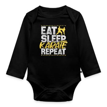 Karate Eat Sleep Repeat Martial Arts Kung Fu Karate - Organic Longsleeve Baby Bodysuit - black - Front