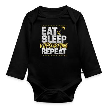 Kitesurf Manger Dormir Répéter Surf Kitesurf - Body Bébé bio manches longues - noir - Devant
