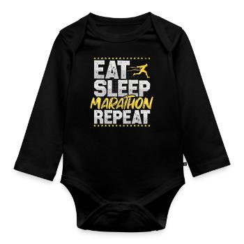 Marathon Eat Sleep Repeat Half Marathon Jogging - Organic Longsleeve Baby Bodysuit - black - Front
