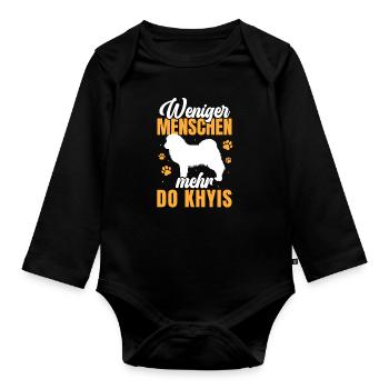 Mehr Do Khyi Tibetmastiff Tibetdogge - Baby Bio-Langarm-Body - Schwarz - Vorne